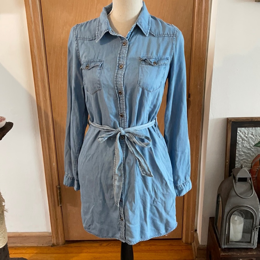 Hem and Thread Denim Dress